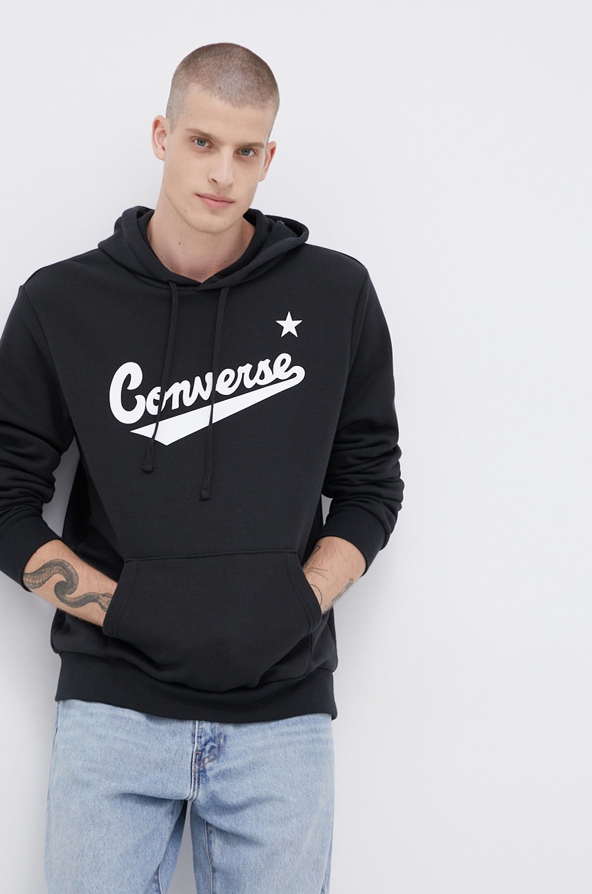 

Суичър Converse мъжки в черно с принт, Черен