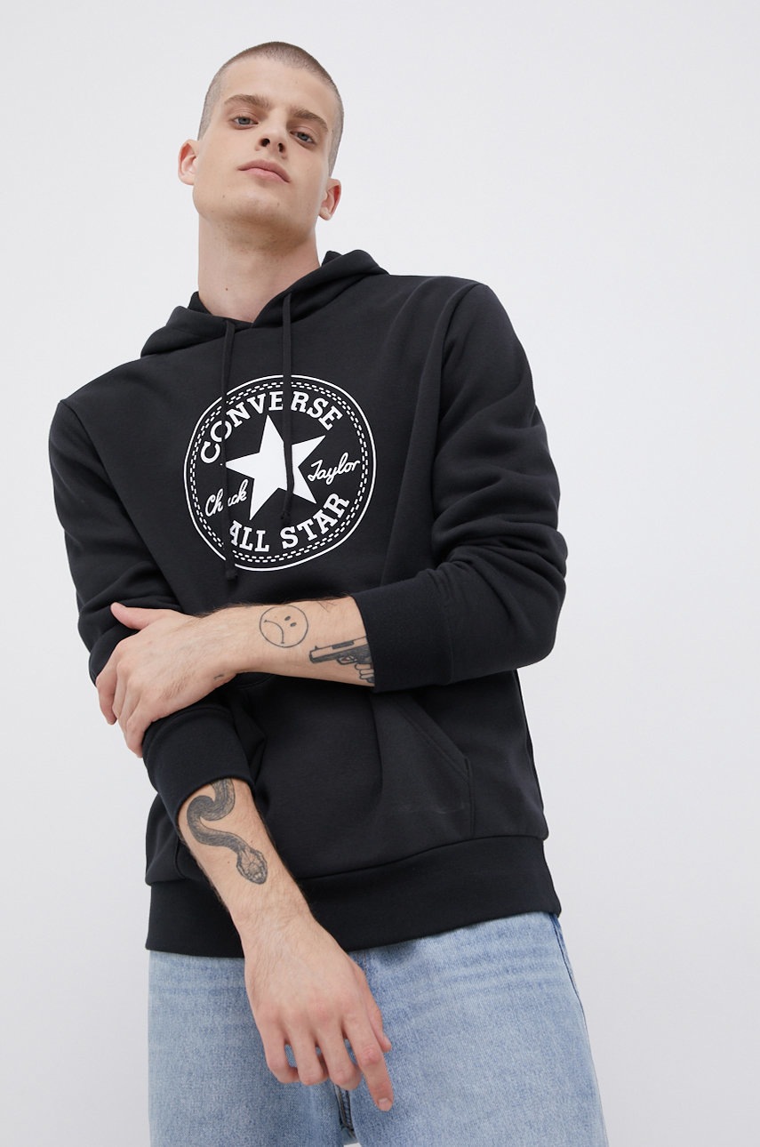 

Суичър Converse мъжки в черно с принт, Черен
