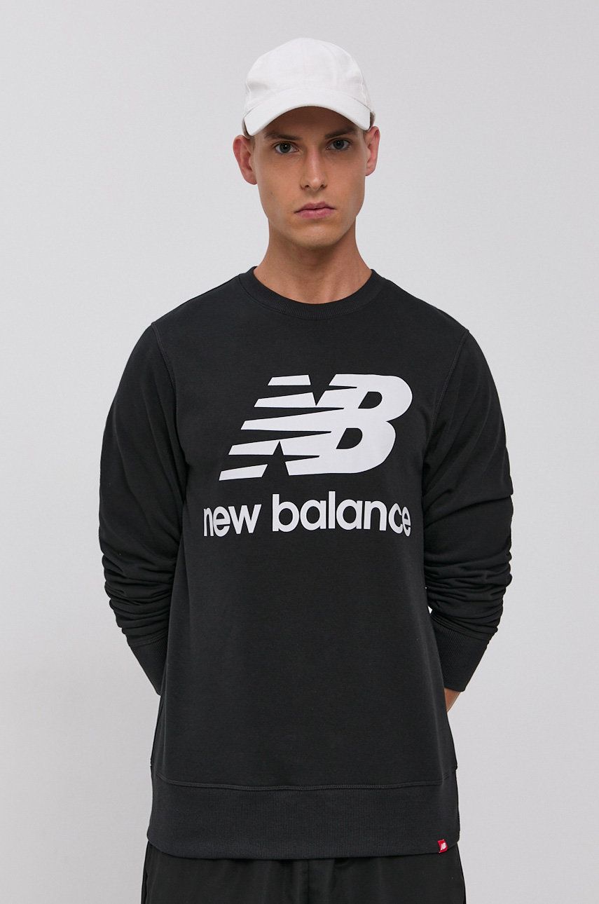 New Balance Bluză MT03560BK bărbați, culoarea negru, cu imprimeu MT03560BK-001