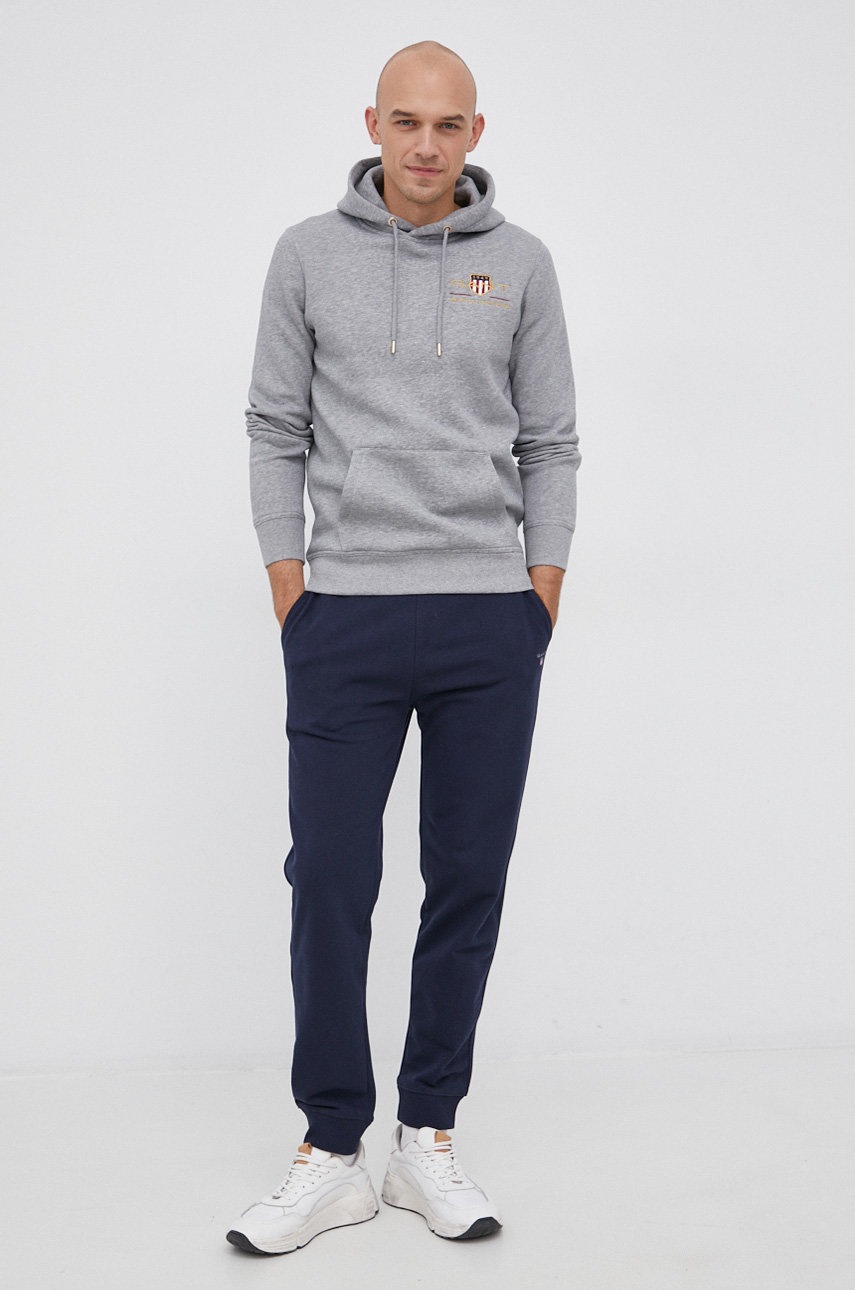 

Кофта Gant мужская цвет серый гладкая