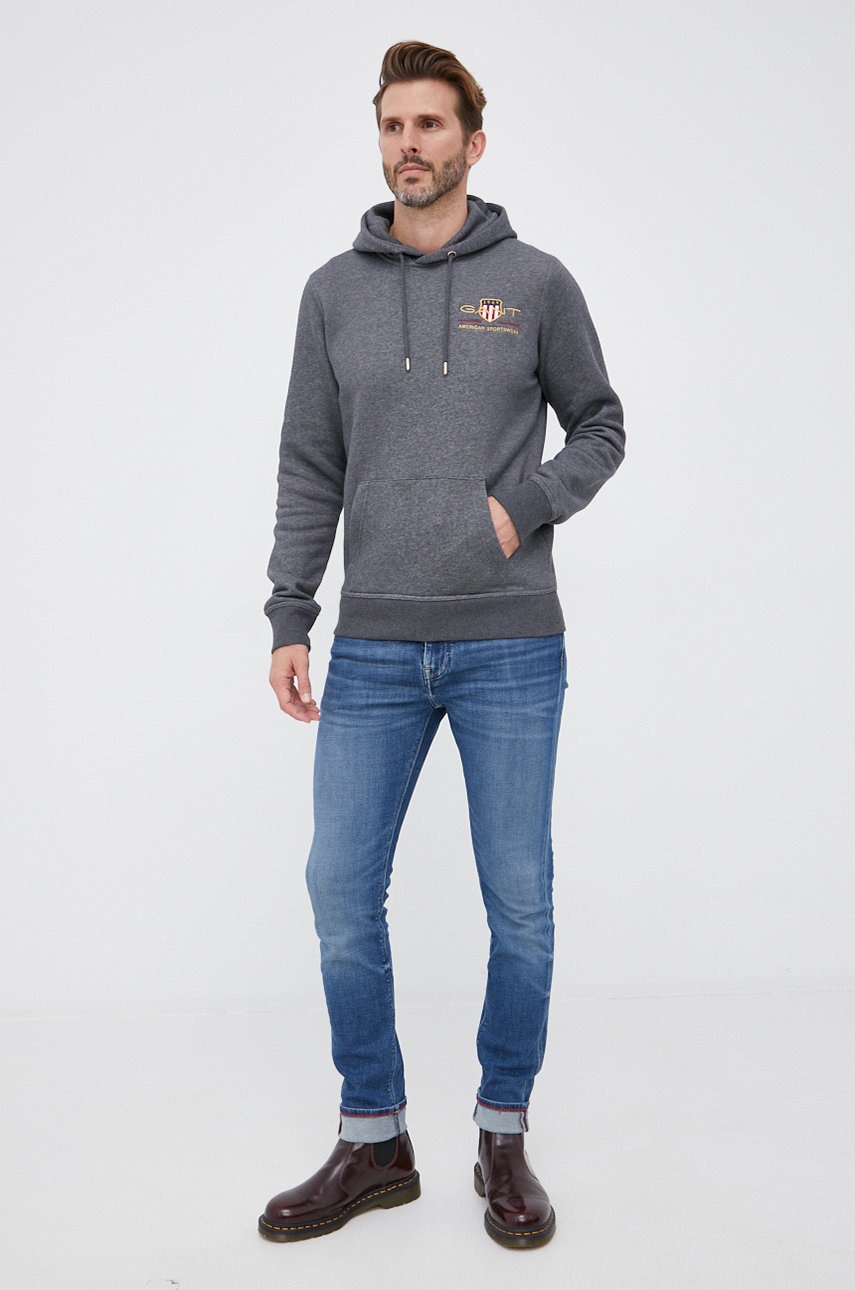 

Кофта Gant мужская цвет серый гладкая
