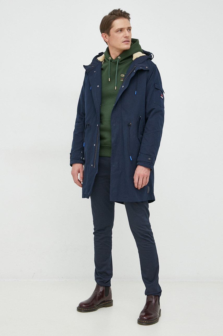 

Кофта Gant чоловіча колір зелений з капюшоном однотонна