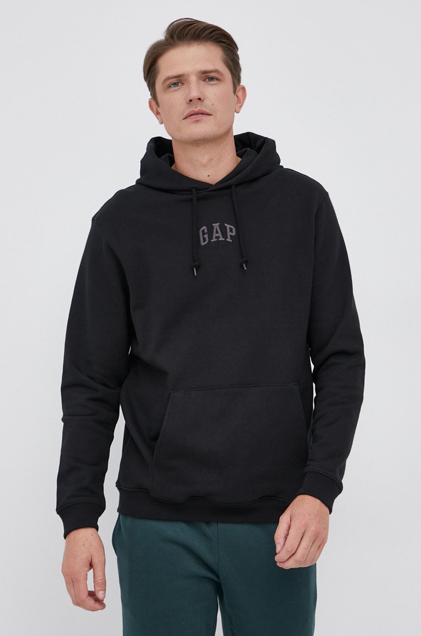 

Суичър GAP мъжки в черно с изчистен дизайн, Черен