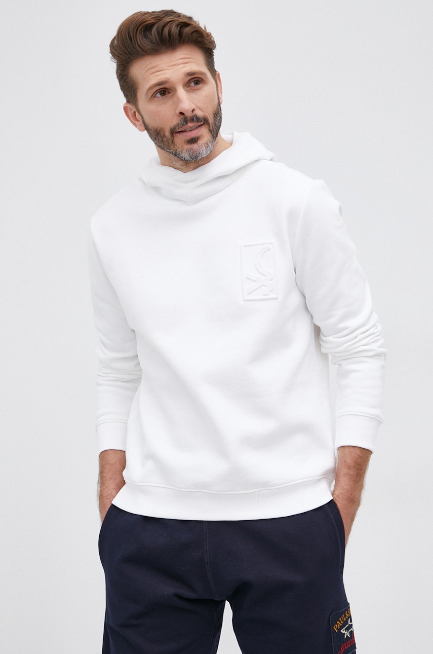 

Суичър United Colors of Benetton мъжки в бяло с изчистен дизайн, Бял