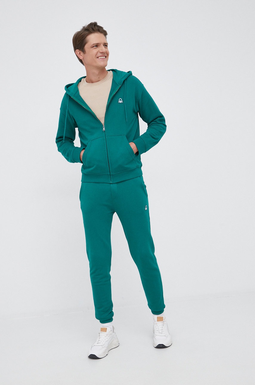 

Бавовняна кофта United Colors of Benetton чоловіча колір зелений гладка