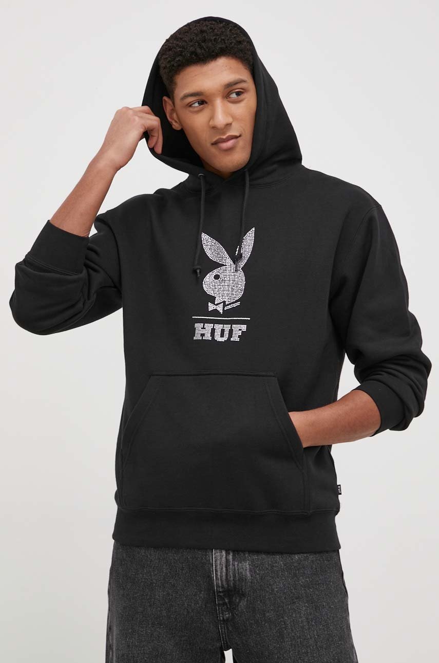 

Суичър HUF X Playboy мъжки в черно с изчистен дизайн, Черен