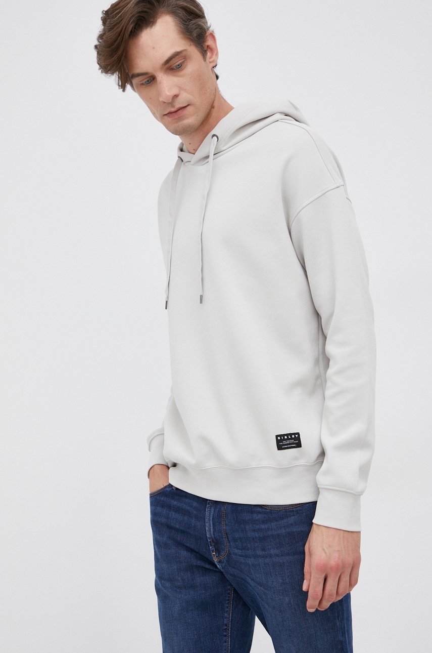 

Суичър Sisley мъжки в сиво с изчистен дизайн, Сив