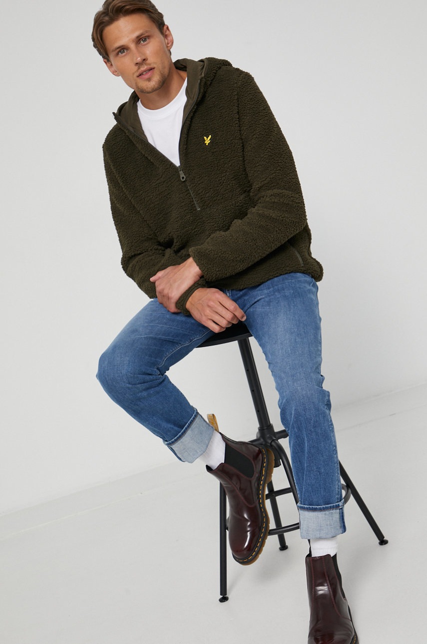 

Кофта Lyle & Scott чоловіча колір зелений гладка
