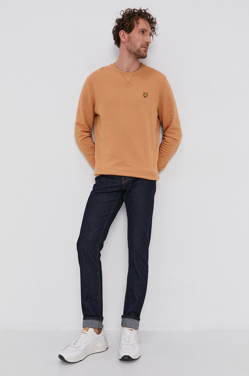 

Хлопковая кофта Lyle & Scott мужская цвет бежевый гладкая