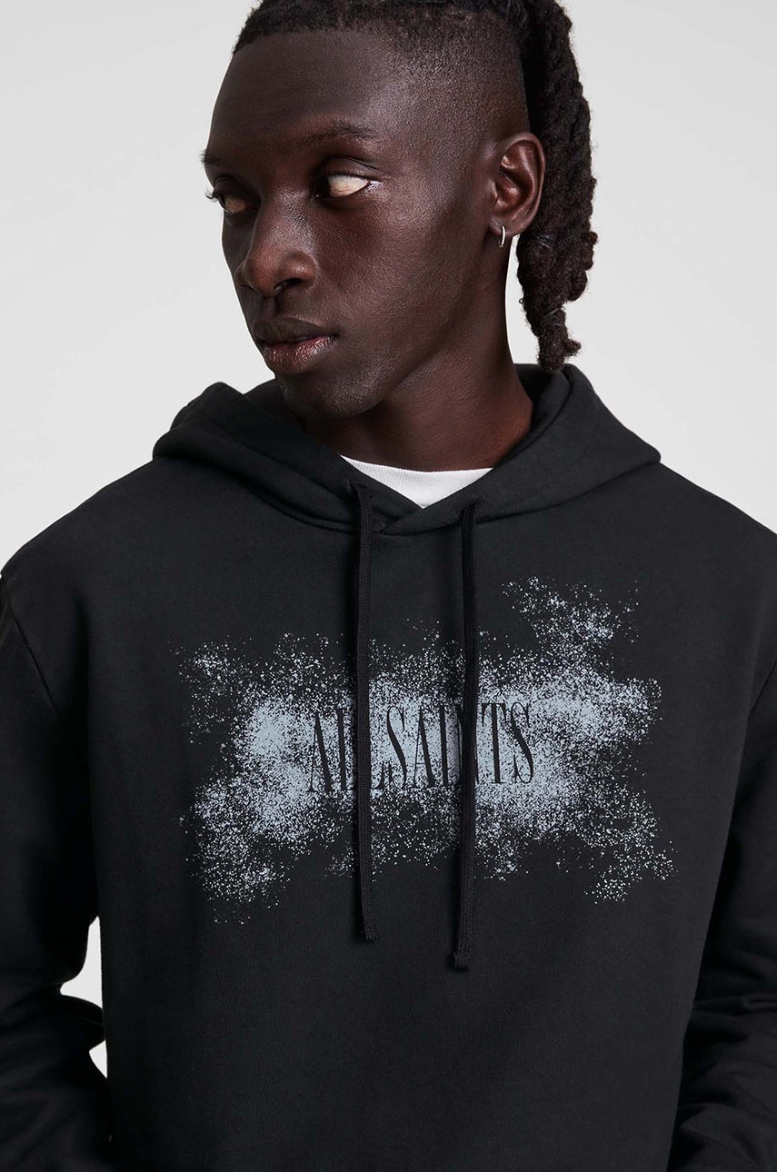 

Бавовняна кофта AllSaints чоловіча колір чорний з принтом