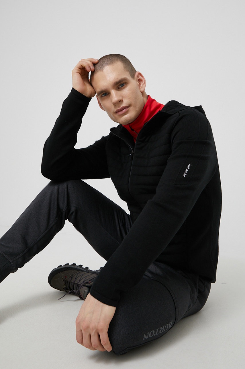 

Спортен суичър Icebreaker Zoneknit в черно с изчистен дизайн, Черен