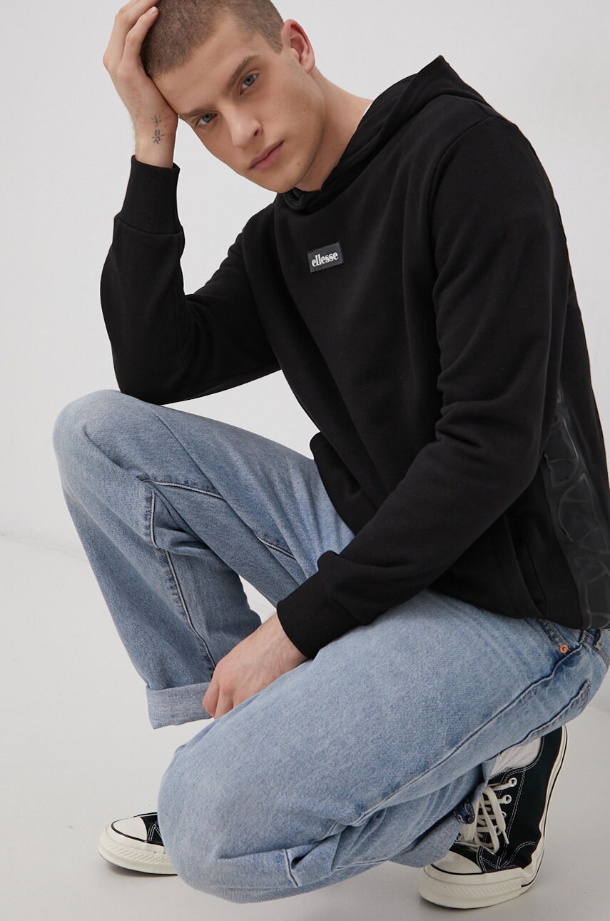 Ellesse bluză street bărbați, culoarea negru, material neted