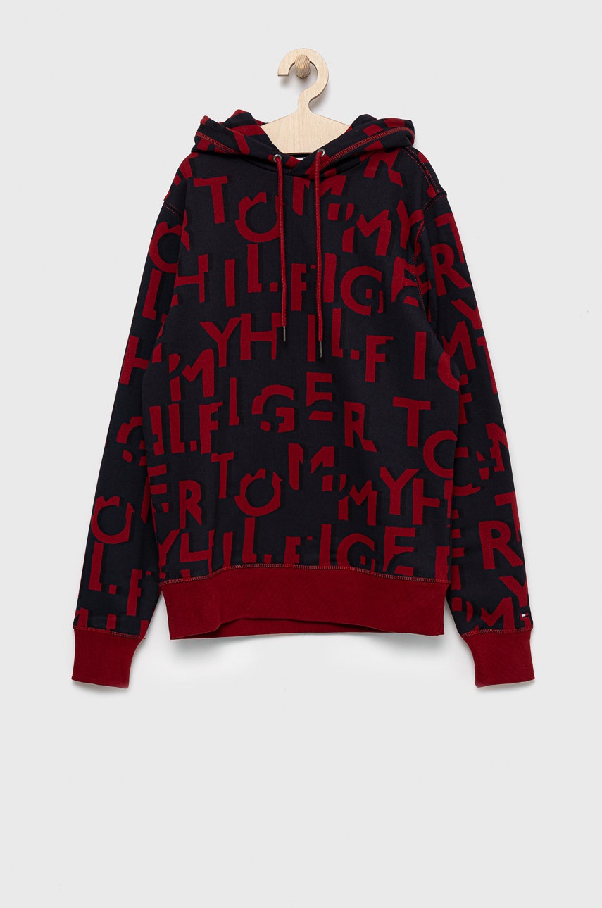 

Памучен суичър Tommy Hilfiger в червено с принт, Червен
