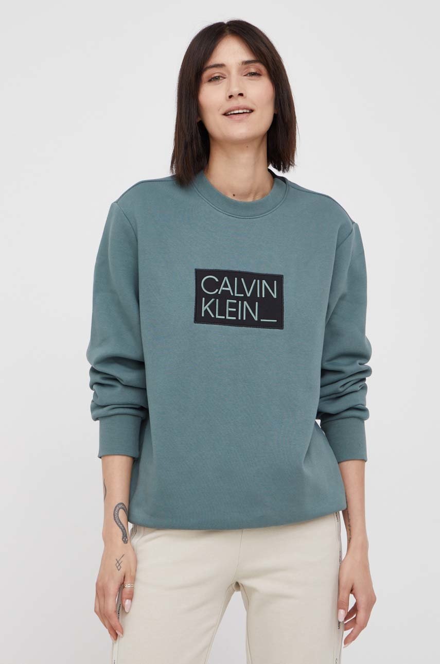 

Суичър Calvin Klein в зелено с апликация, Зелен