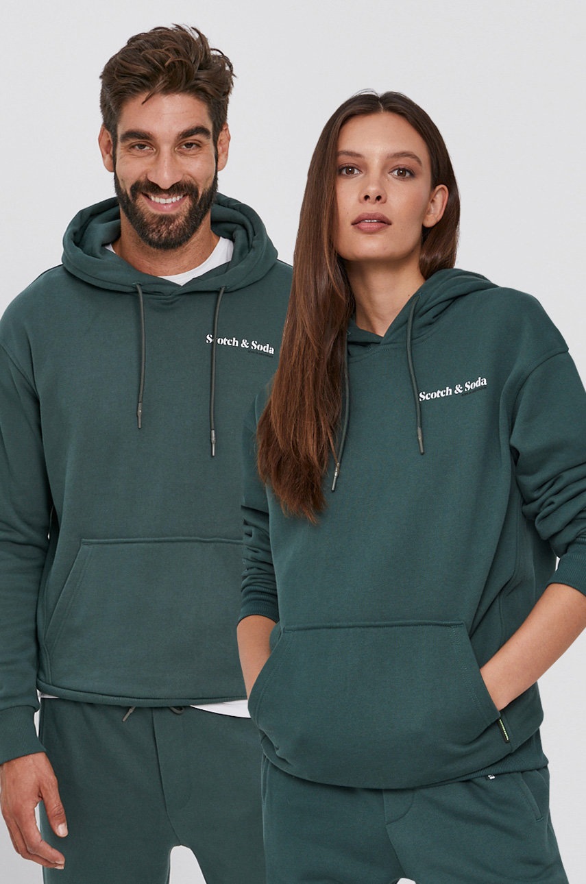 

Памучен суичър Scotch & Soda в меланж на зелено, Зелен