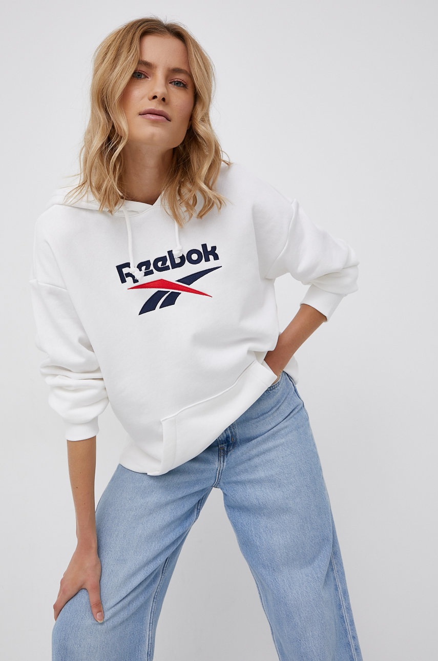

Бавовняна кофта Reebok Classic колір білий з аплікацією
