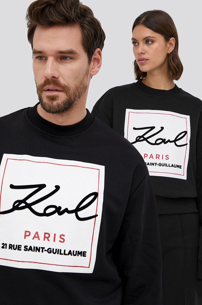 Karl Lagerfeld Bluză culoarea negru, cu imprimeu ANSWEAR