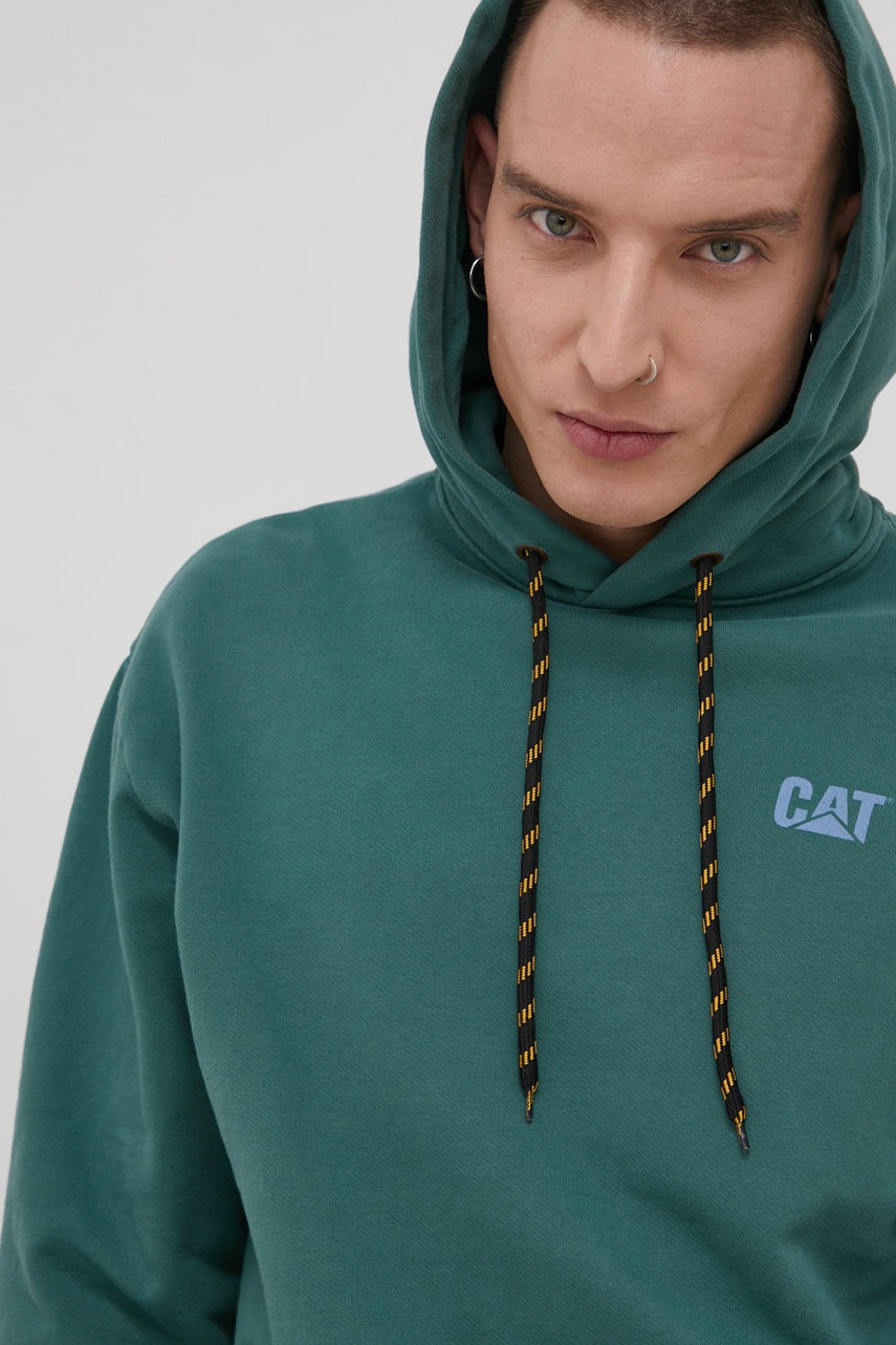 

Бавовняна кофта Caterpillar колір зелений гладка