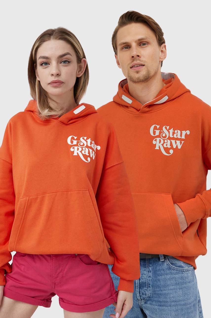 

Суичър G-Star Raw в оранжево с принт, Оранжев