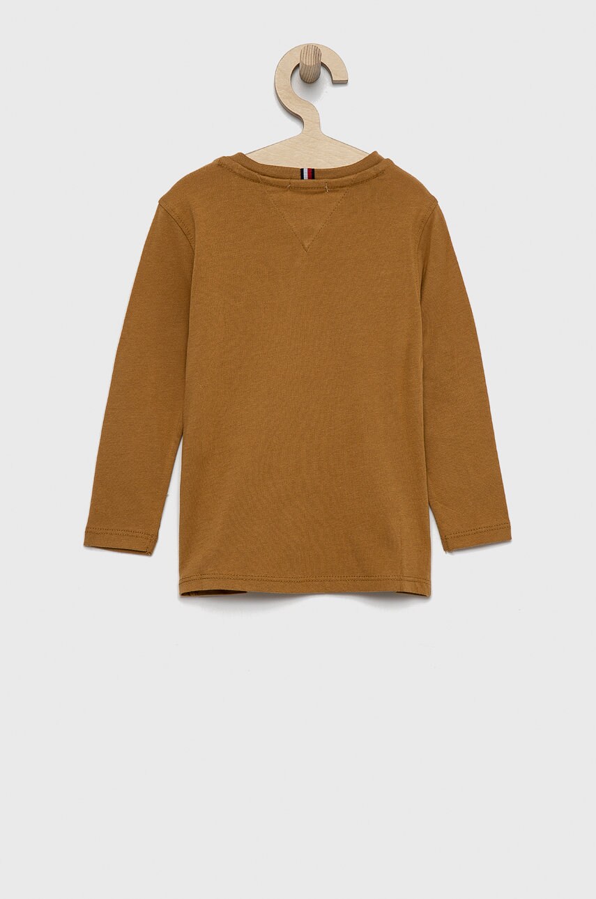 

Хлопковый детский лонгслив Tommy Hilfiger цвет коричневый с принтом