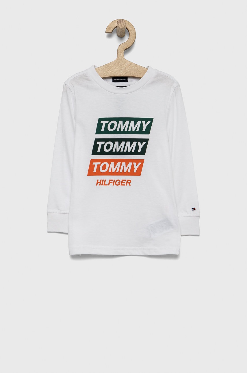 

Детска блуза с дълги ръкави Tommy Hilfiger в бяло с принт, Бял