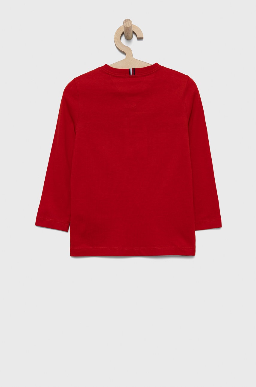 

Хлопковый детский лонгслив Tommy Hilfiger цвет красный с аппликацией