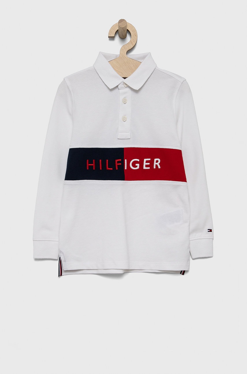 

Детска блуза с дълги ръкави Tommy Hilfiger в бяло с апликация, Бял