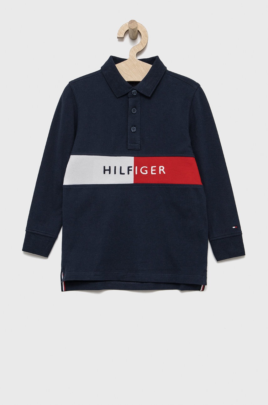 

Детска блуза с дълги ръкави Tommy Hilfiger в тъмносиньо с апликация, Тъмносин