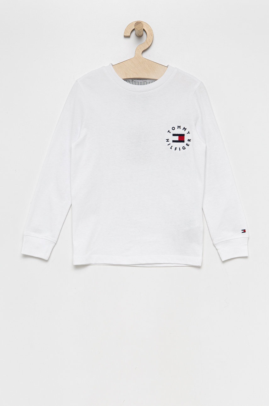 

Детска блуза с дълги ръкави Tommy Hilfiger в бяло с апликация, Бял