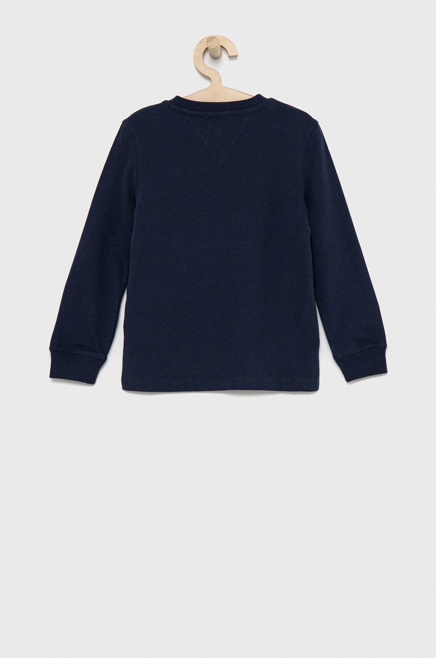 

Хлопковый детский лонгслив Tommy Hilfiger цвет синий с аппликацией