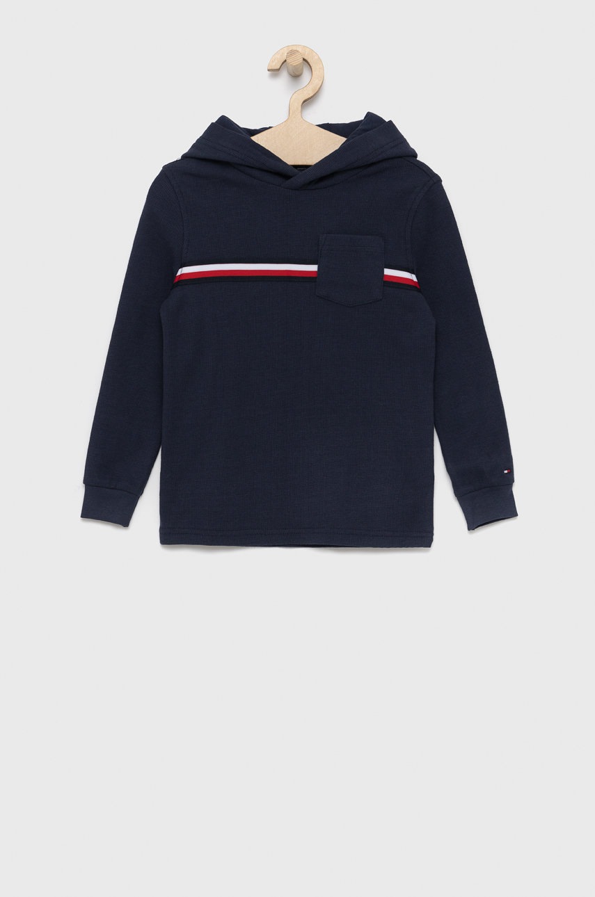 

Детски памучен суичър Tommy Hilfiger в тъмносиньо с принт, Тъмносин