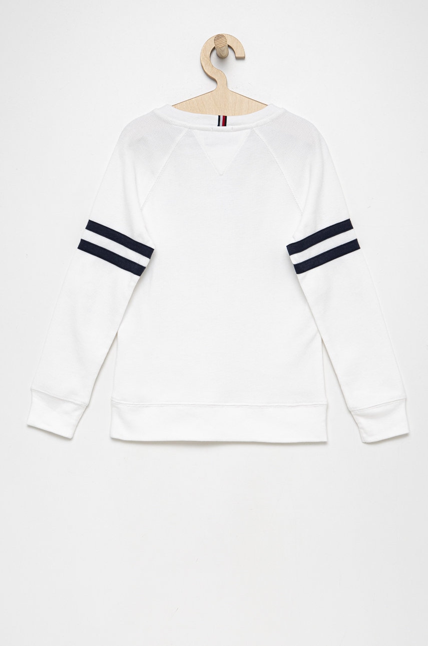 

Дитячий бавовняний лонгслів Tommy Hilfiger колір білий гладкий