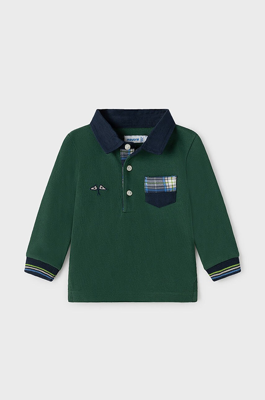 Mayoral tricou polo copii culoarea verde, material neted