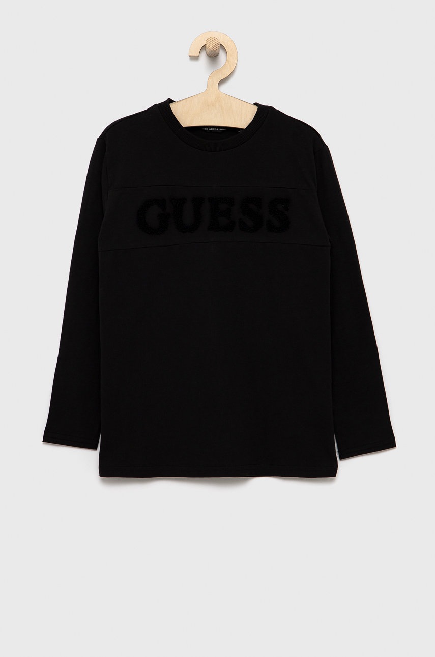 

Детска блуза с дълги ръкави Guess в черно с изчистен дизайн, Черен