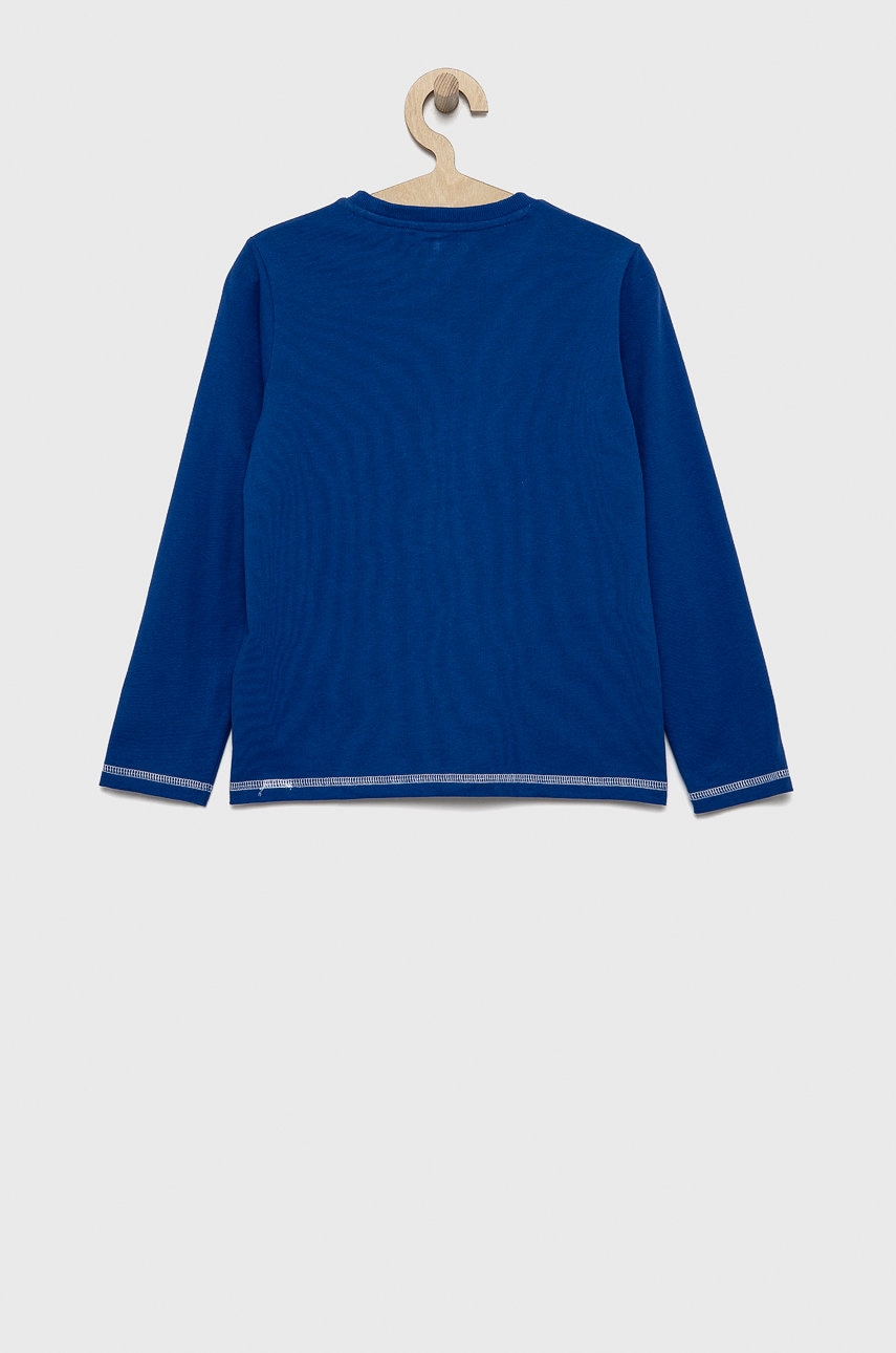 Дитячий бавовняний лонгслів Guess з принтом