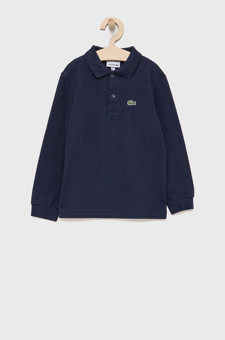 E-shop Dětská bavlněná košile s dlouhým rukávem Lacoste tmavomodrá barva, hladká