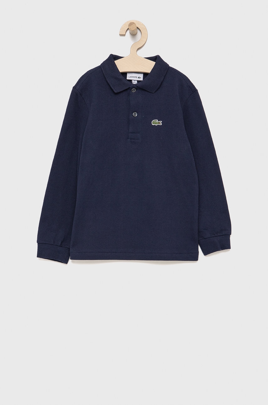 Lacoste Longsleeve bawełniany dziecięcy kolor granatowy gładki