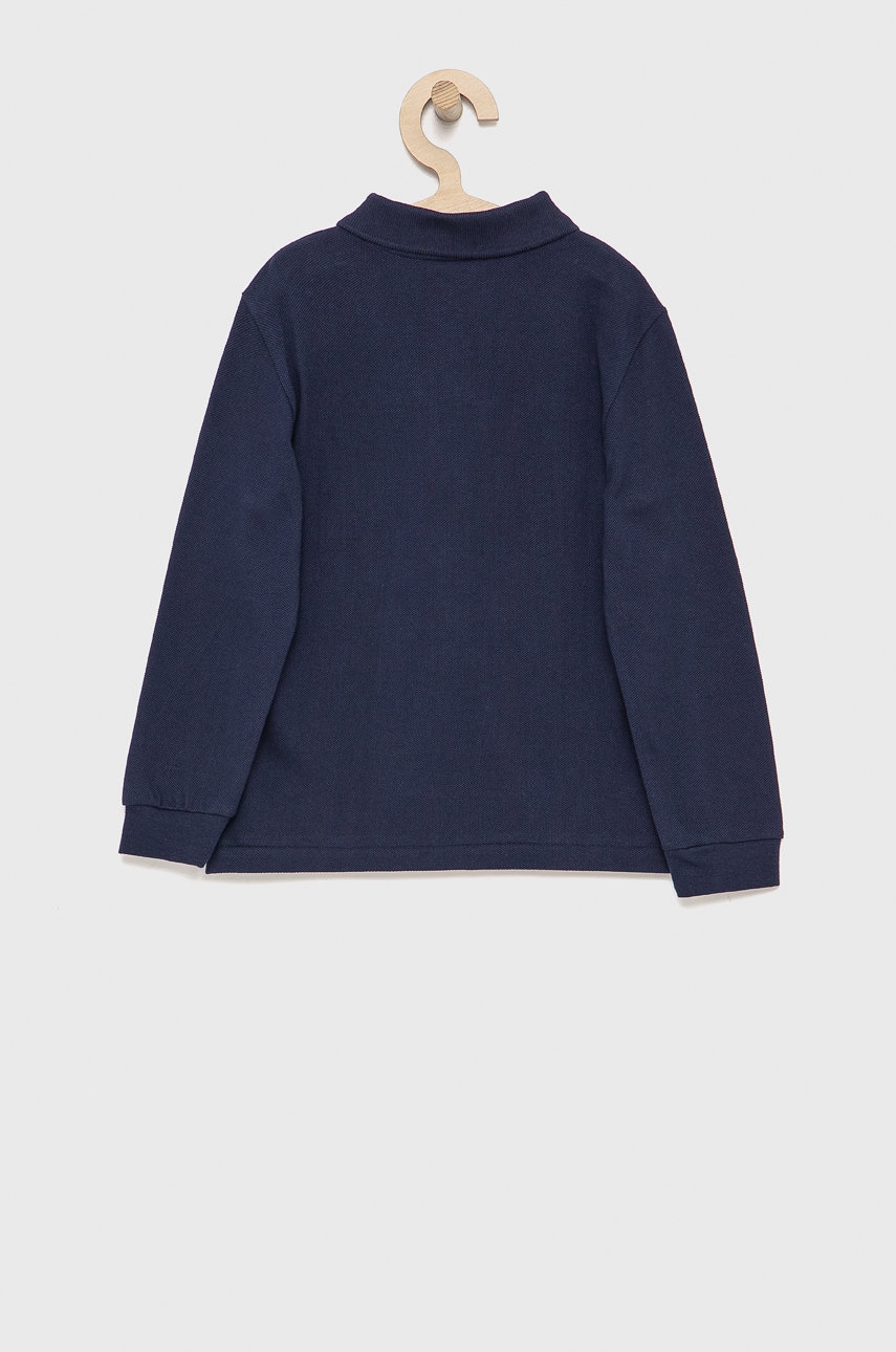 Хлопковый детский лонгслив Lacoste цвет синий однотонный Хлопковый детский лонгслив Lacoste цвет синий однотонный