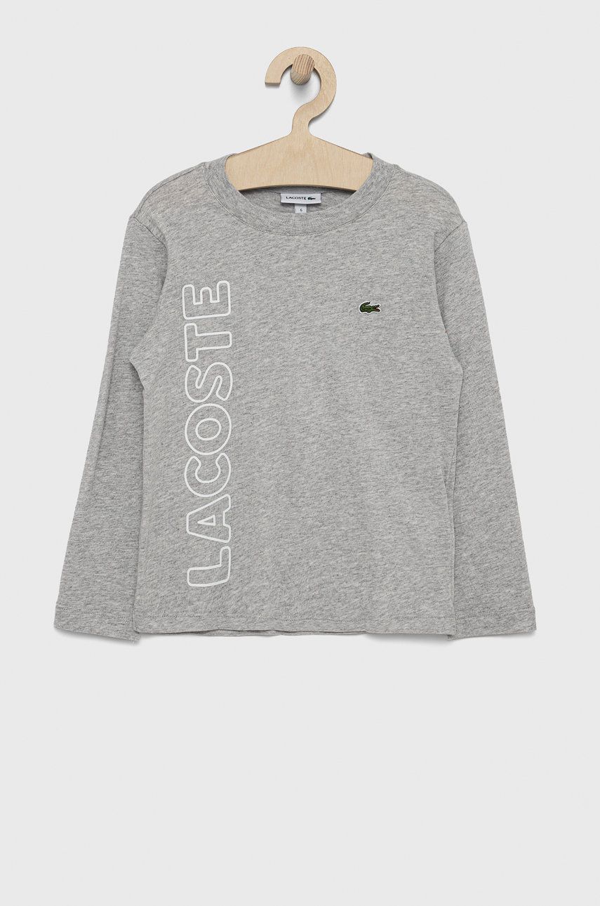 Lacoste Longsleeve bawełniany dziecięcy kolor szary z nadrukiem