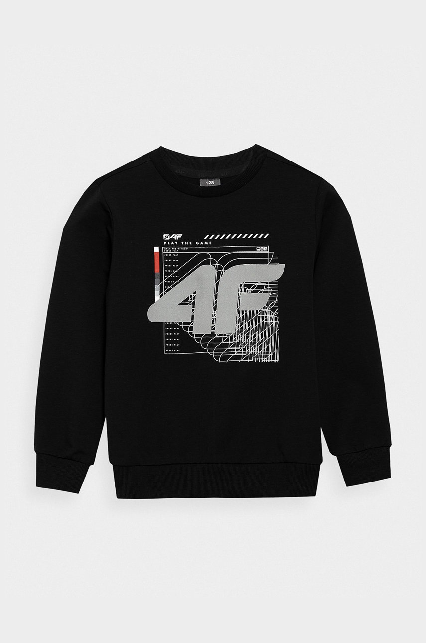 

Детска блуза с дълги ръкави 4F в черно с принт, Черен