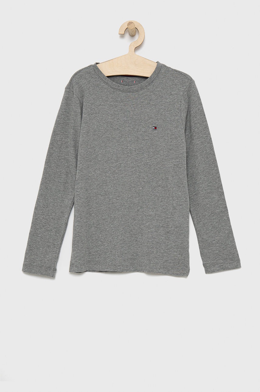 

Дитячий бавовняний лонгслів Tommy Hilfiger (2-pack) колір сірий гладкий