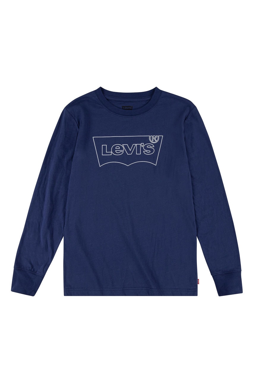 Levi's longsleeve copii culoarea albastru marin, material neted