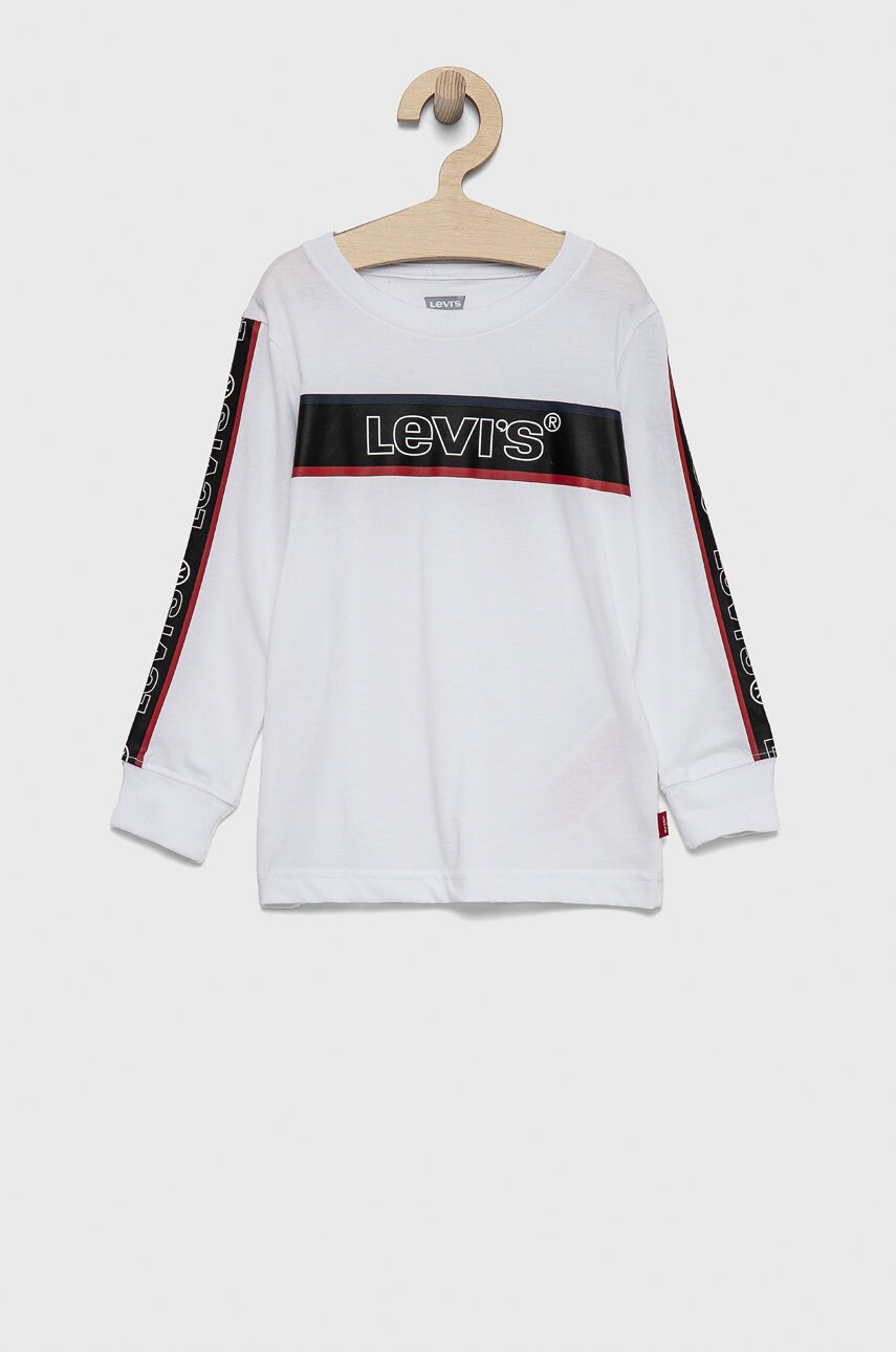 Levi's longsleeve copii culoarea alb, cu imprimeu