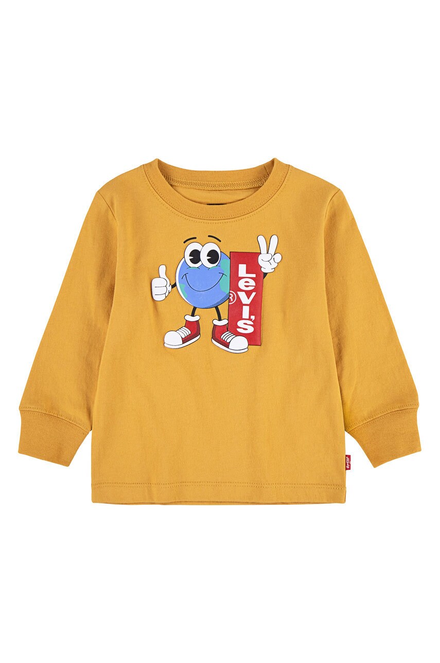 Levi's longsleeve copii culoarea galben, cu imprimeu