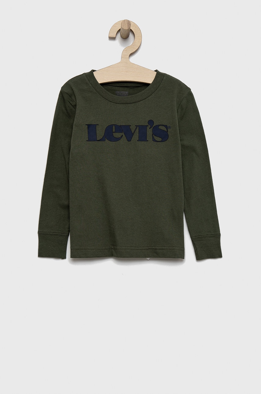 Levi's longsleeve copii culoarea verde, cu imprimeu