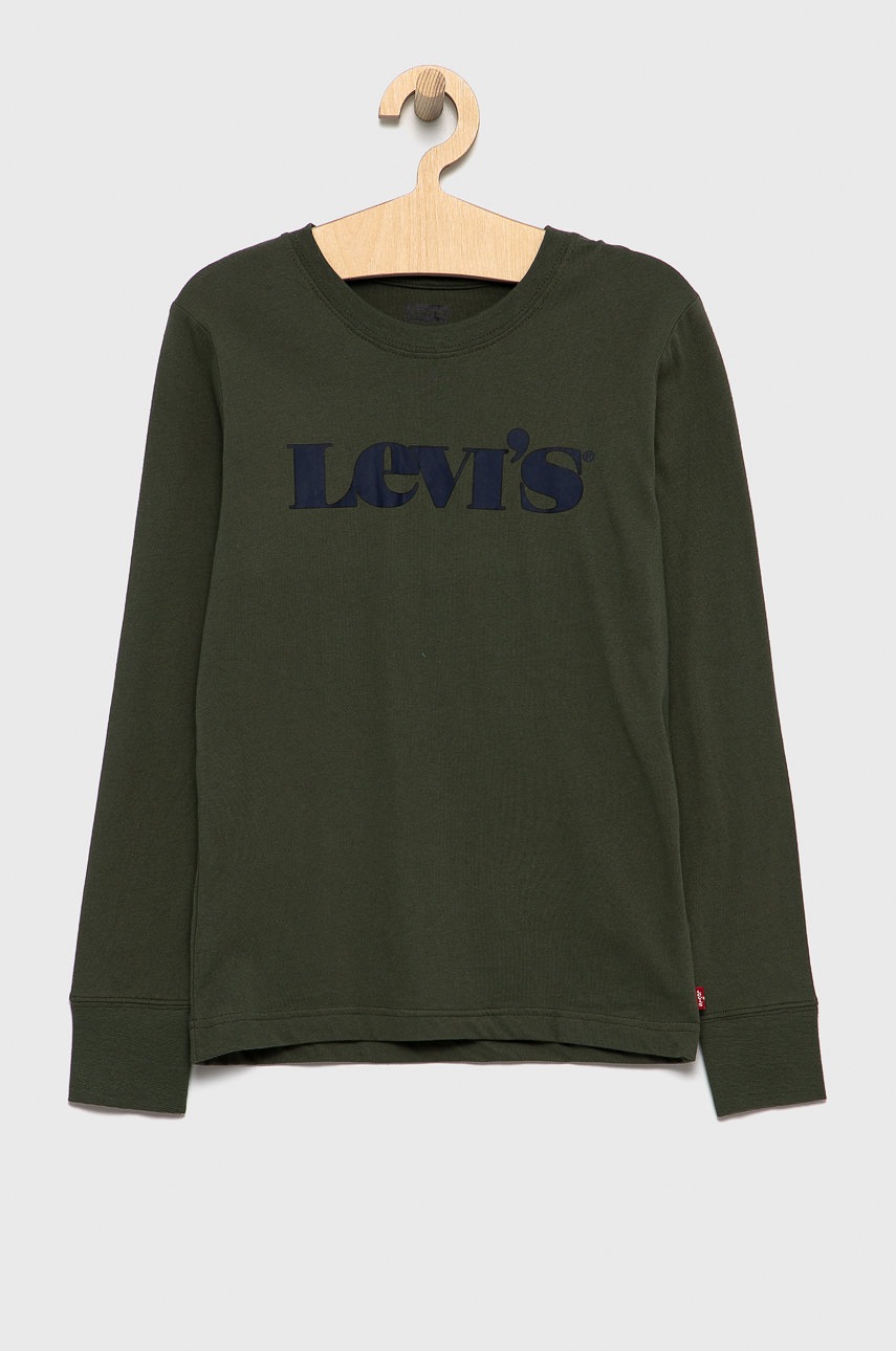 

Детска блуза с дълги ръкави Levi's в зелено с принт, Зелен