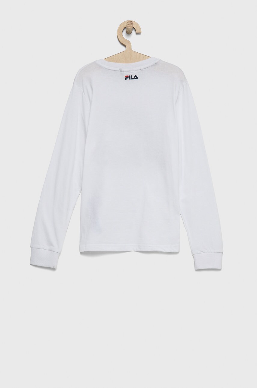 

Хлопковый детский лонгслив Fila цвет белый с принтом