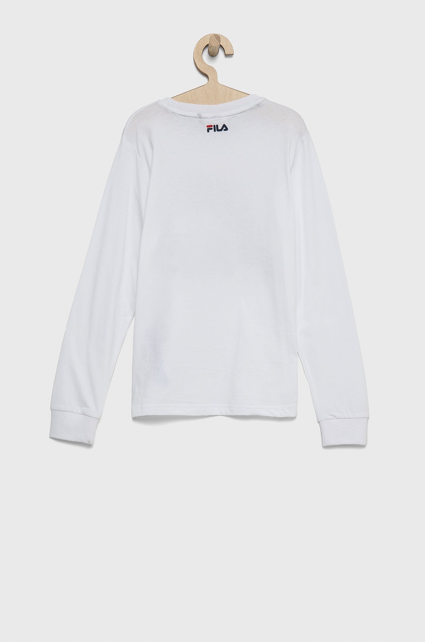 Хлопковый детский лонгслив Fila цвет белый с принтом