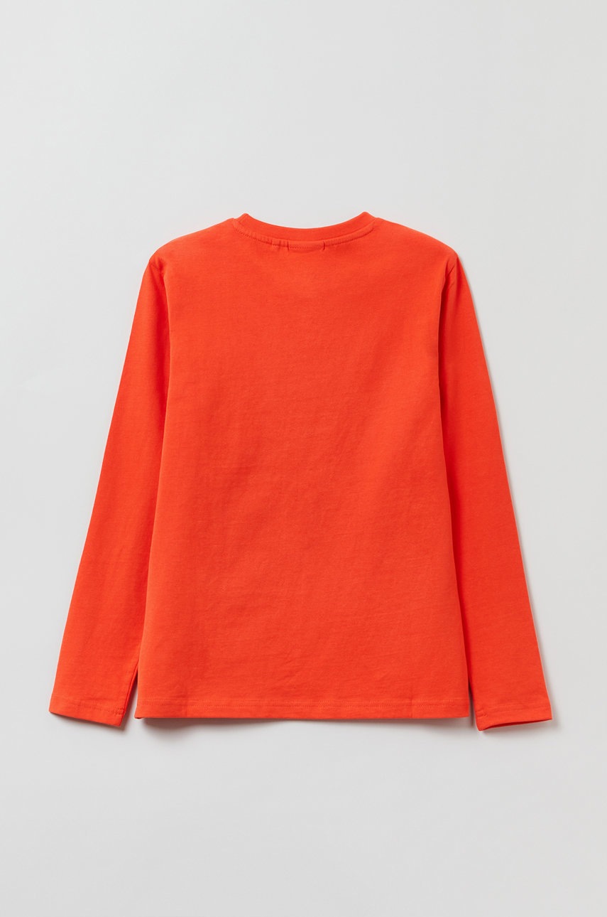 Дитячий бавовняний лонгслів OVS колір помаранчевий гладкий