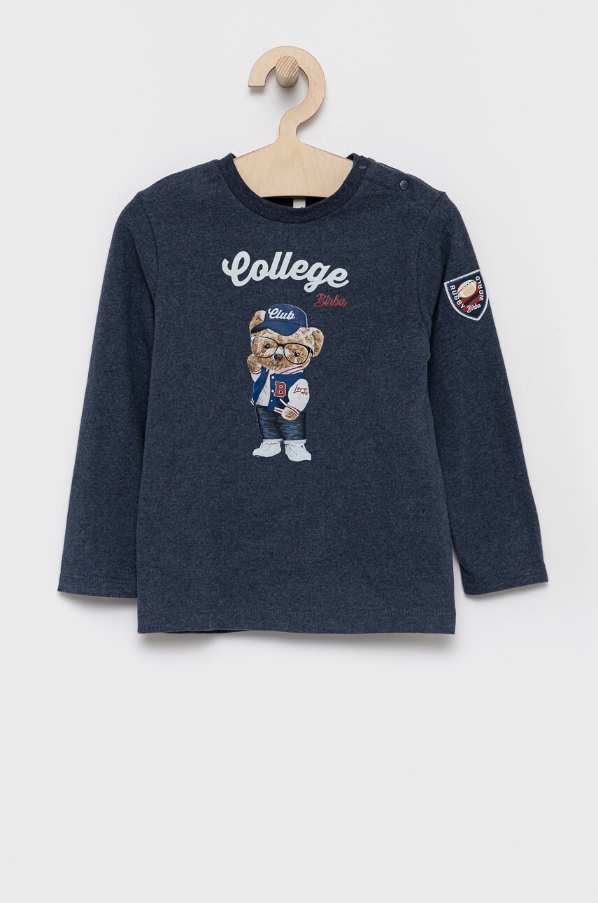 Birba&trybeyond longsleeve din bumbac pentru copii culoarea albastru marin, cu imprimeu